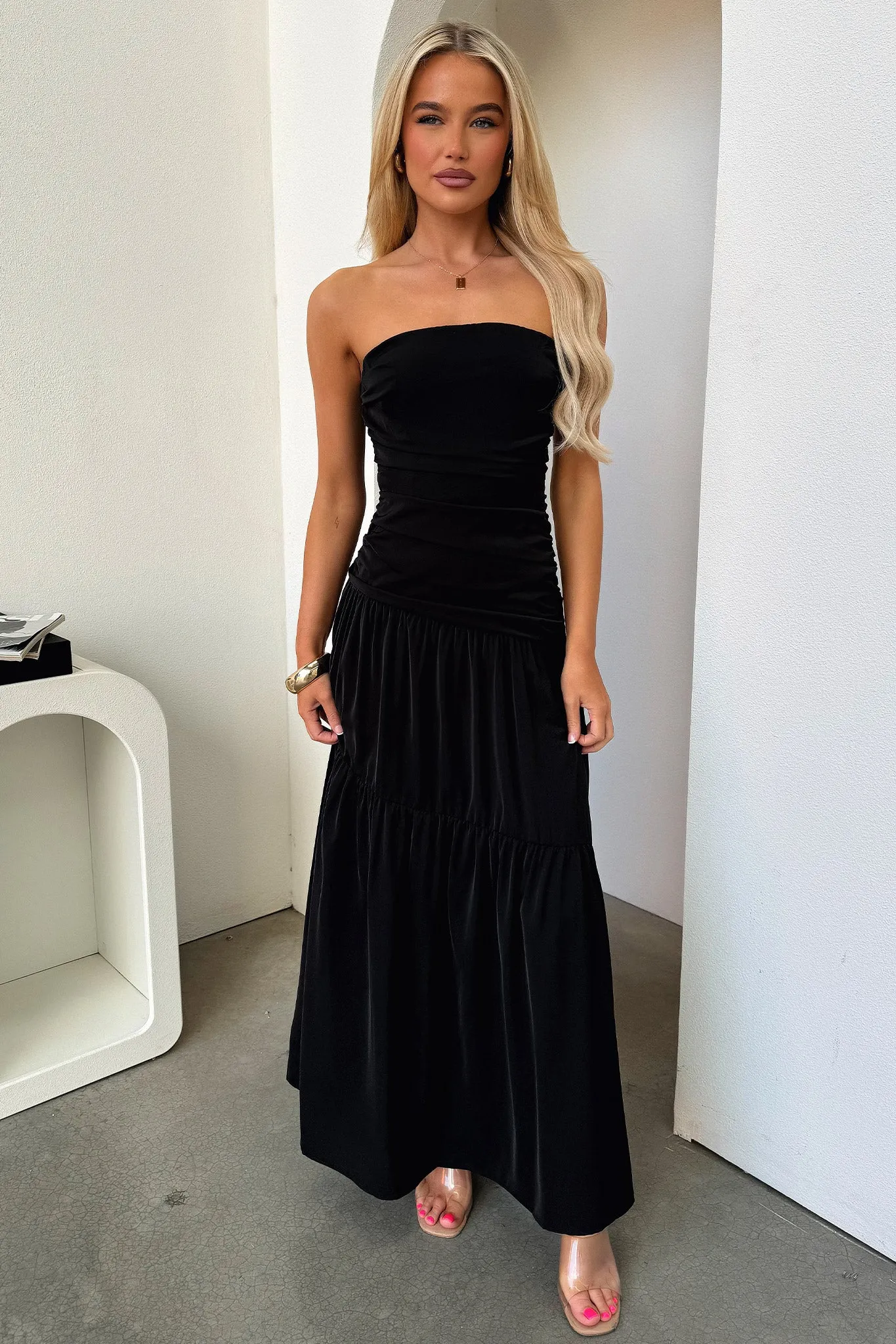 Charlotte Strapless Maxi Dress - Black Maple View