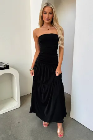 Charlotte Strapless Maxi Dress - Black Hall Glow Cross Stitch