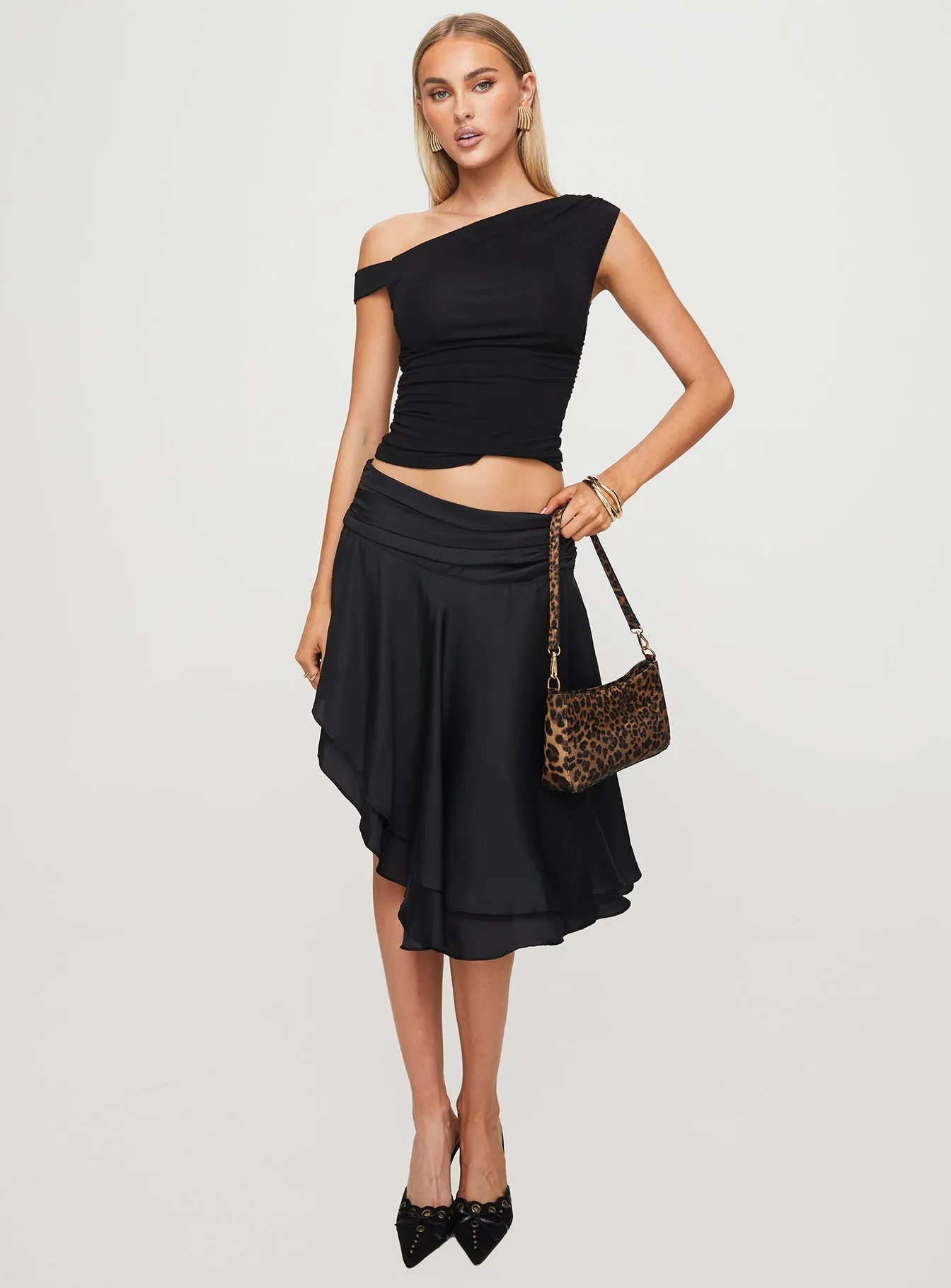 High Density Weave Legacy Midi Skirt Onyx