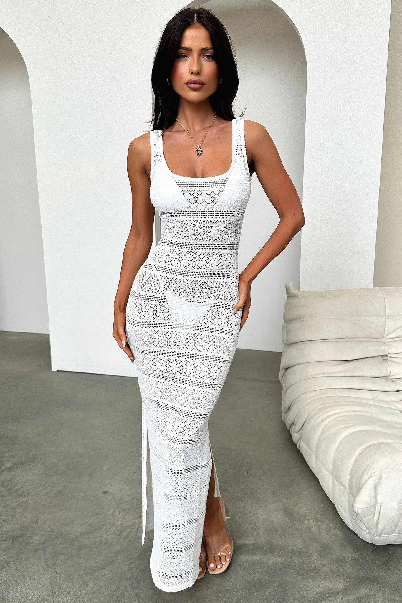 Chambray Light Sterling Maxi Dress - White