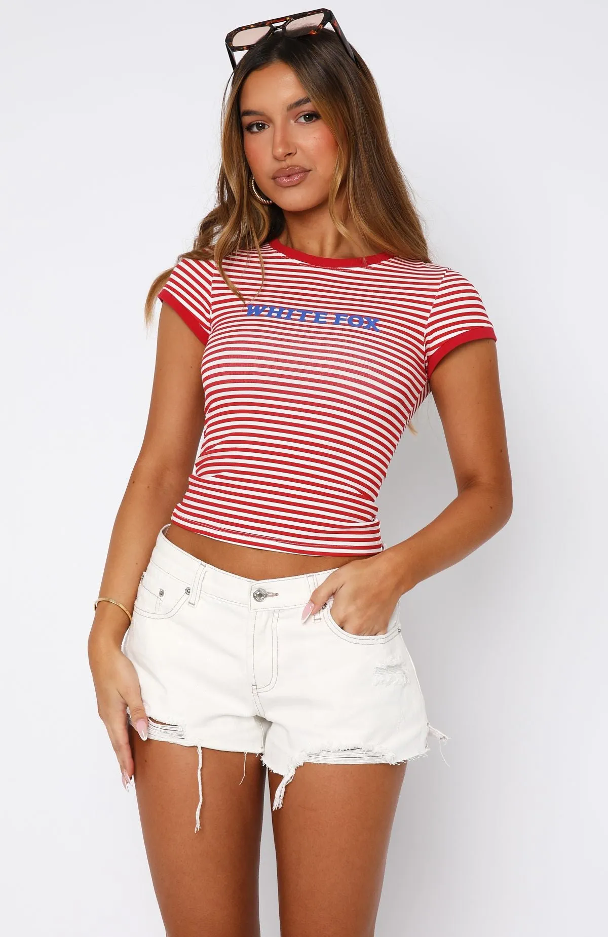 Public Attention Distressed Denim Shorts Off White Daily Wear