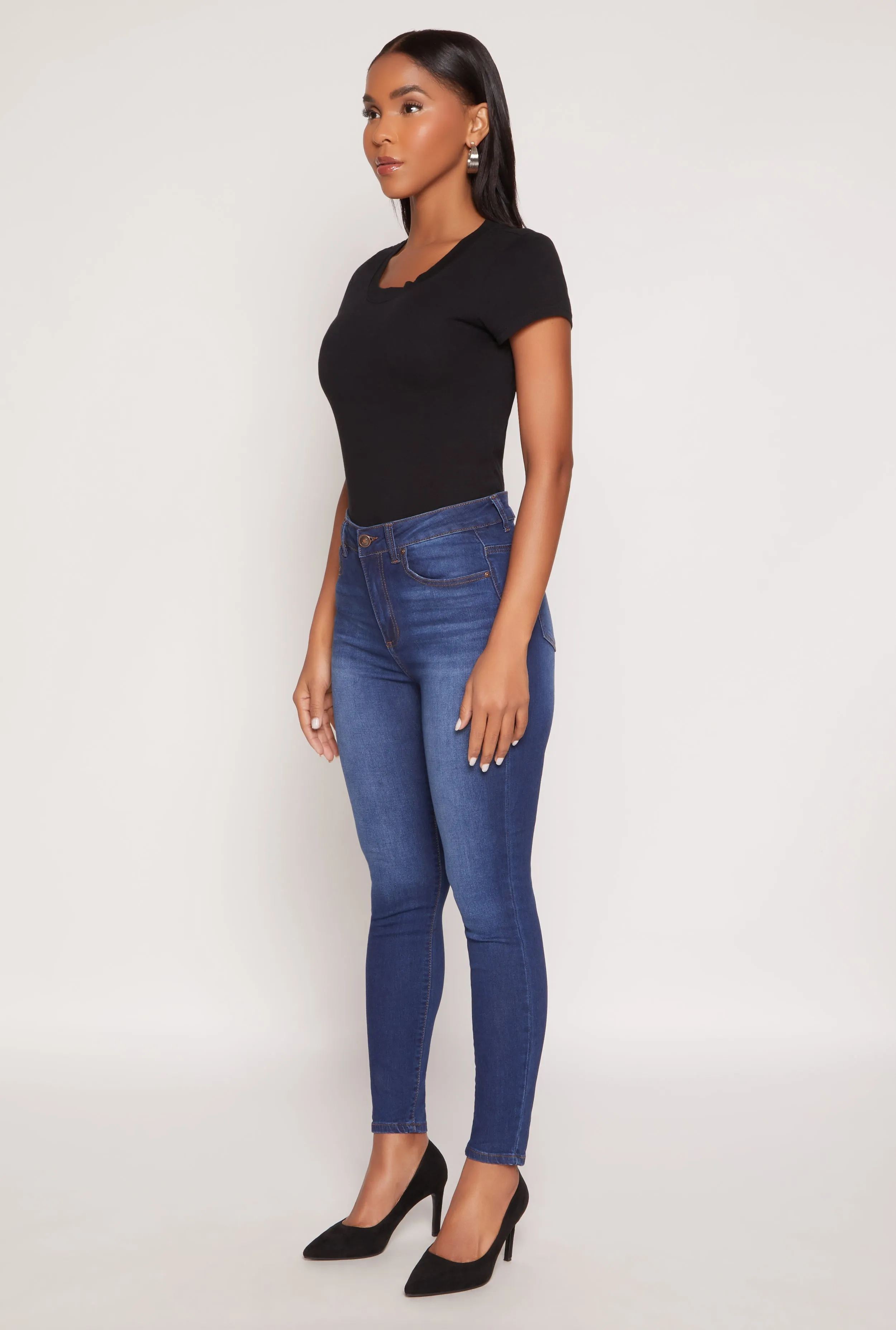 WAX Stretch High Waisted Skinny Jeans Easy Option Party Look Couple Look Earthy