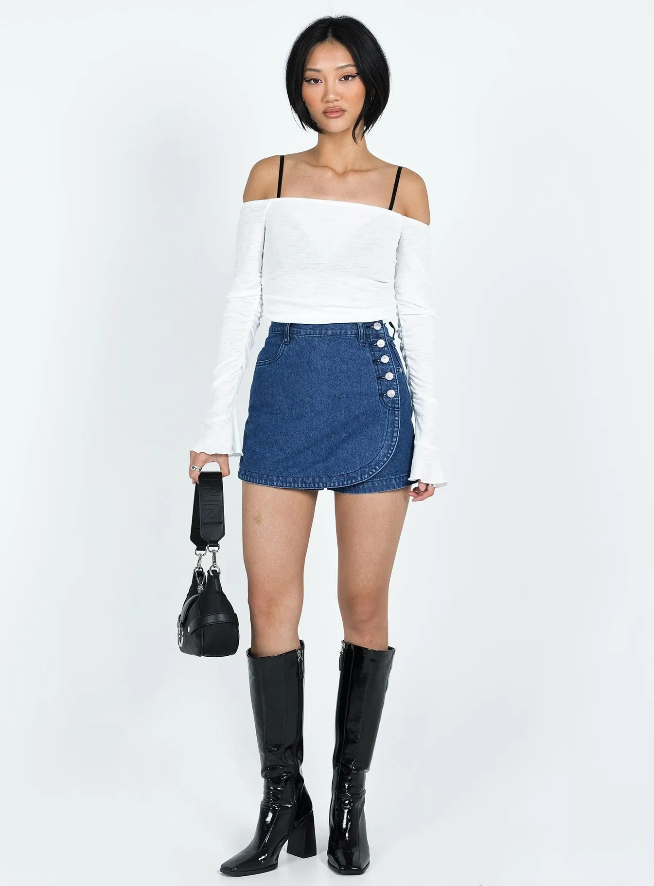 Moda Skort Dark Wash Denim Casual Outfit Season To Season