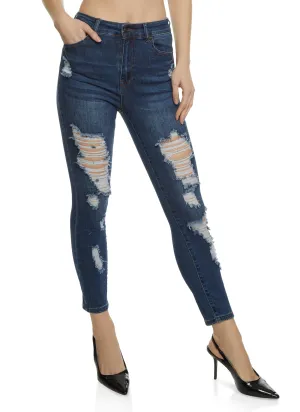 Party Look Weekend Warrior Office Wear Modern Rainy Day WAX High Rise Distressed Skinny Jeans