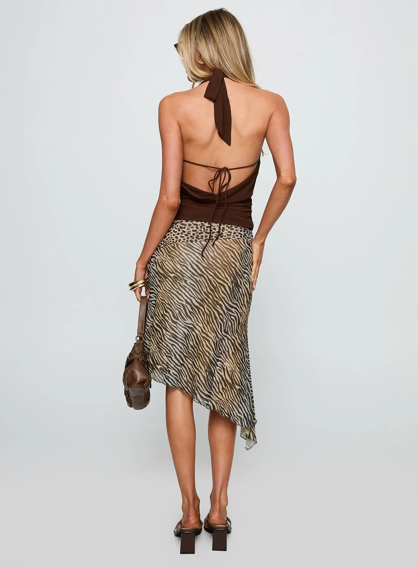 Diora Asymmetrical Midi Skirt Animal Print Emerging Designer Everyday Style