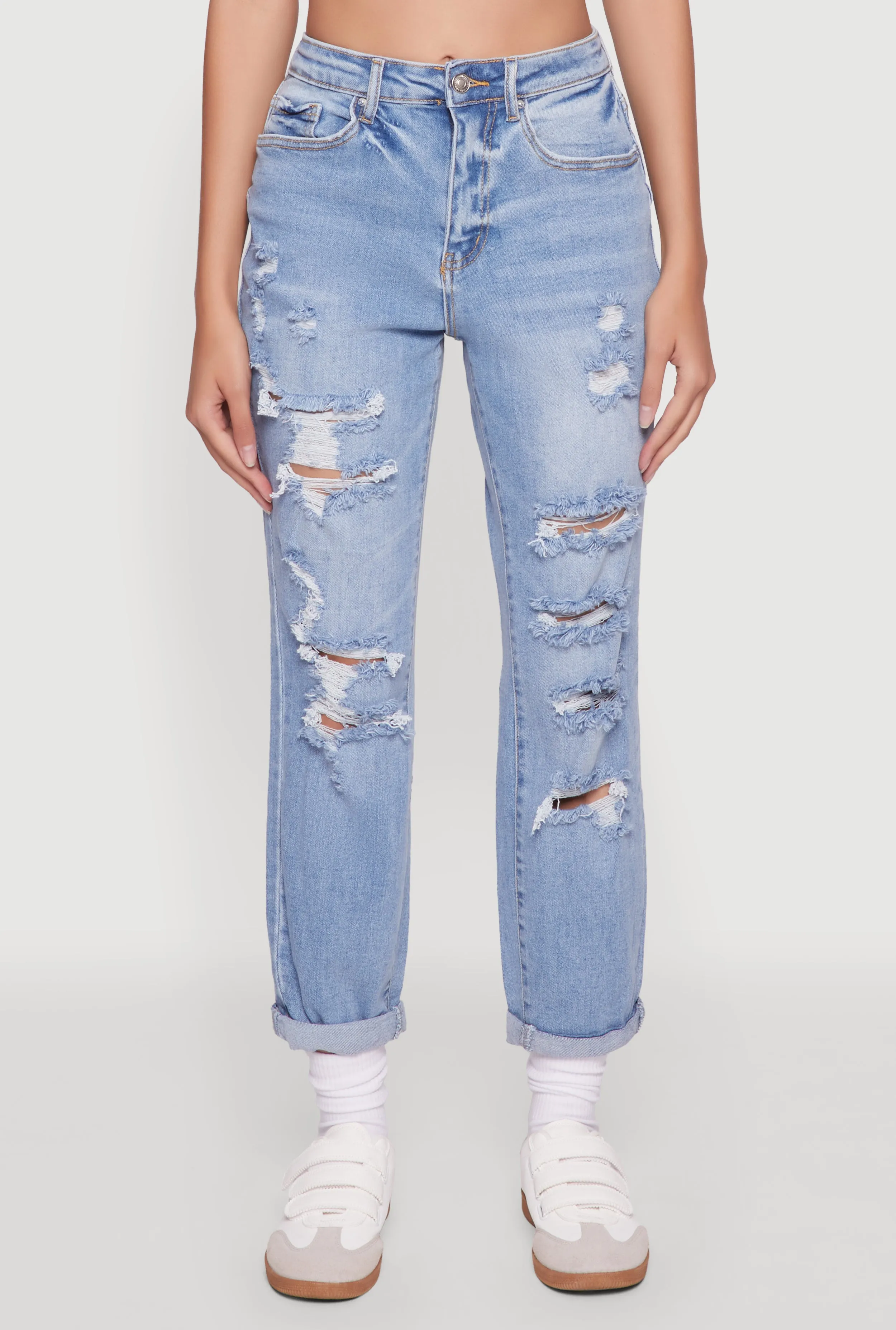 Neat And Easy Road Trip Affordable WAX Distressed Boyfriend Jeans