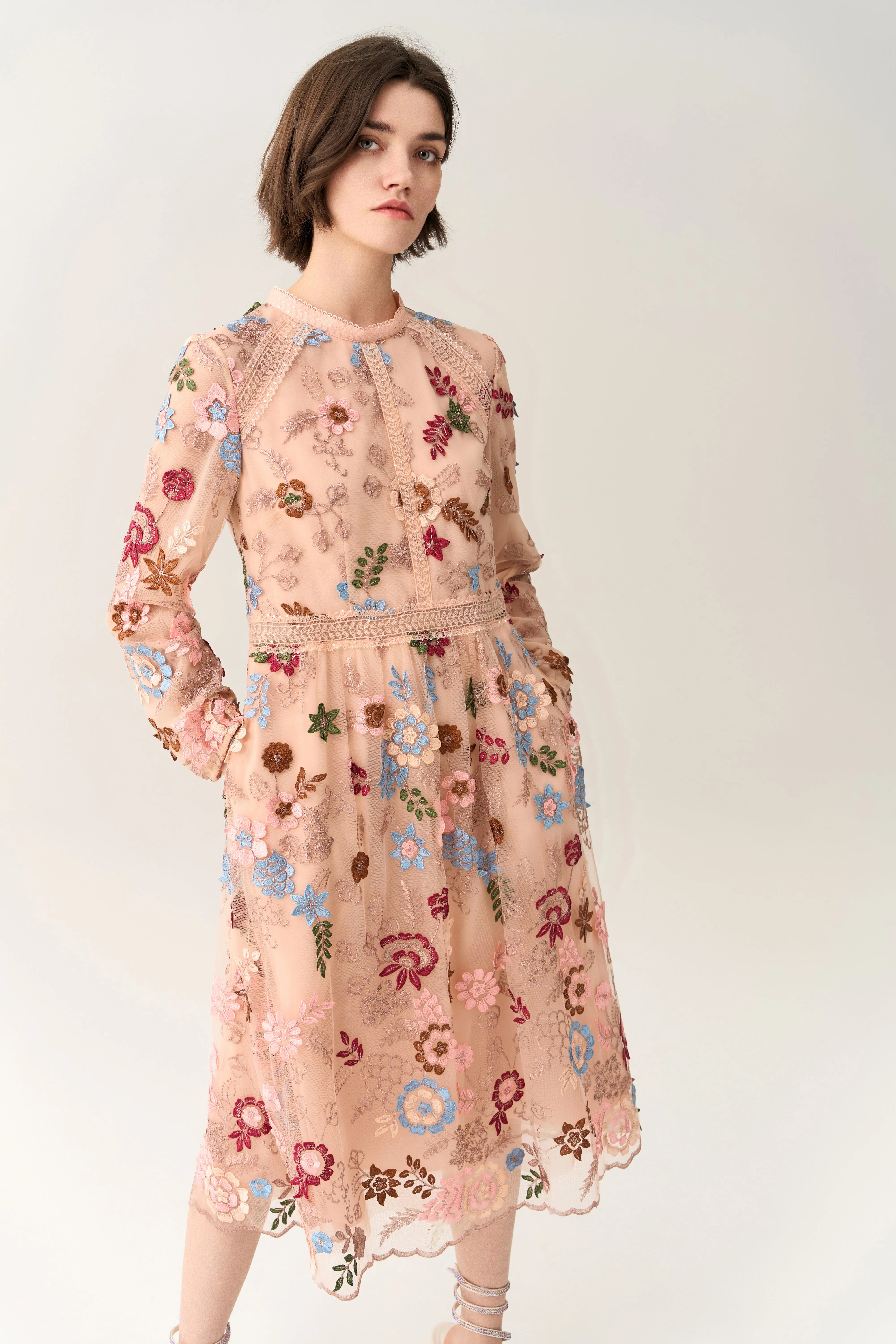 VentilatedMesh Daily Style Fairy Tale Embroidered Mesh Dress