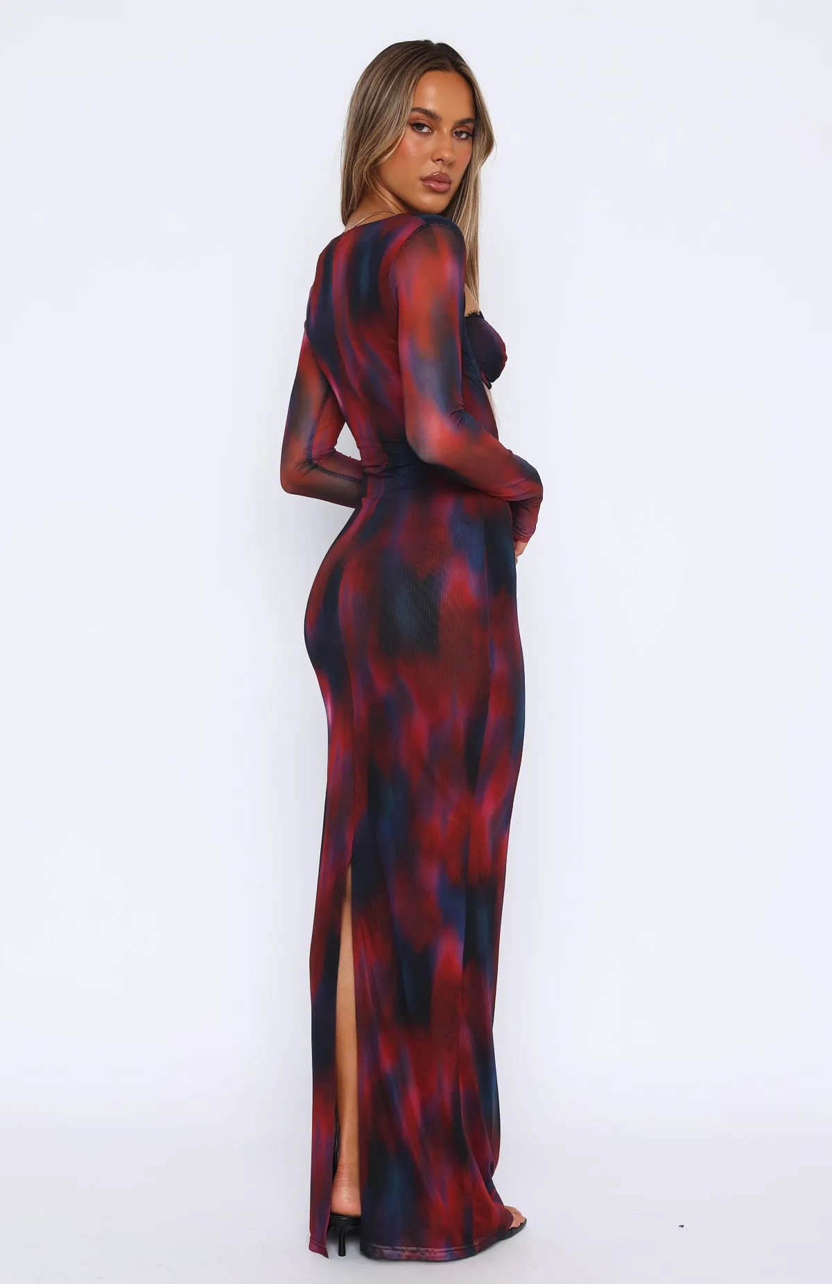 Let Me Think Long Sleeve Maxi Dress Raspberry Rhapsody Flexible Material Vision Glow