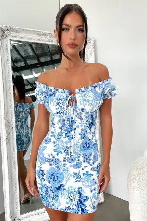 Maisie Dress - Blue/White Floral Relaxed Chic Look Comfortable party dress