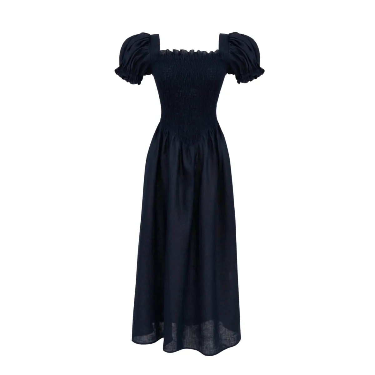 NonBindingCollar Green Soul Belle Linen Dress Navy