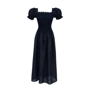 NonBindingCollar Green Soul Belle Linen Dress Navy