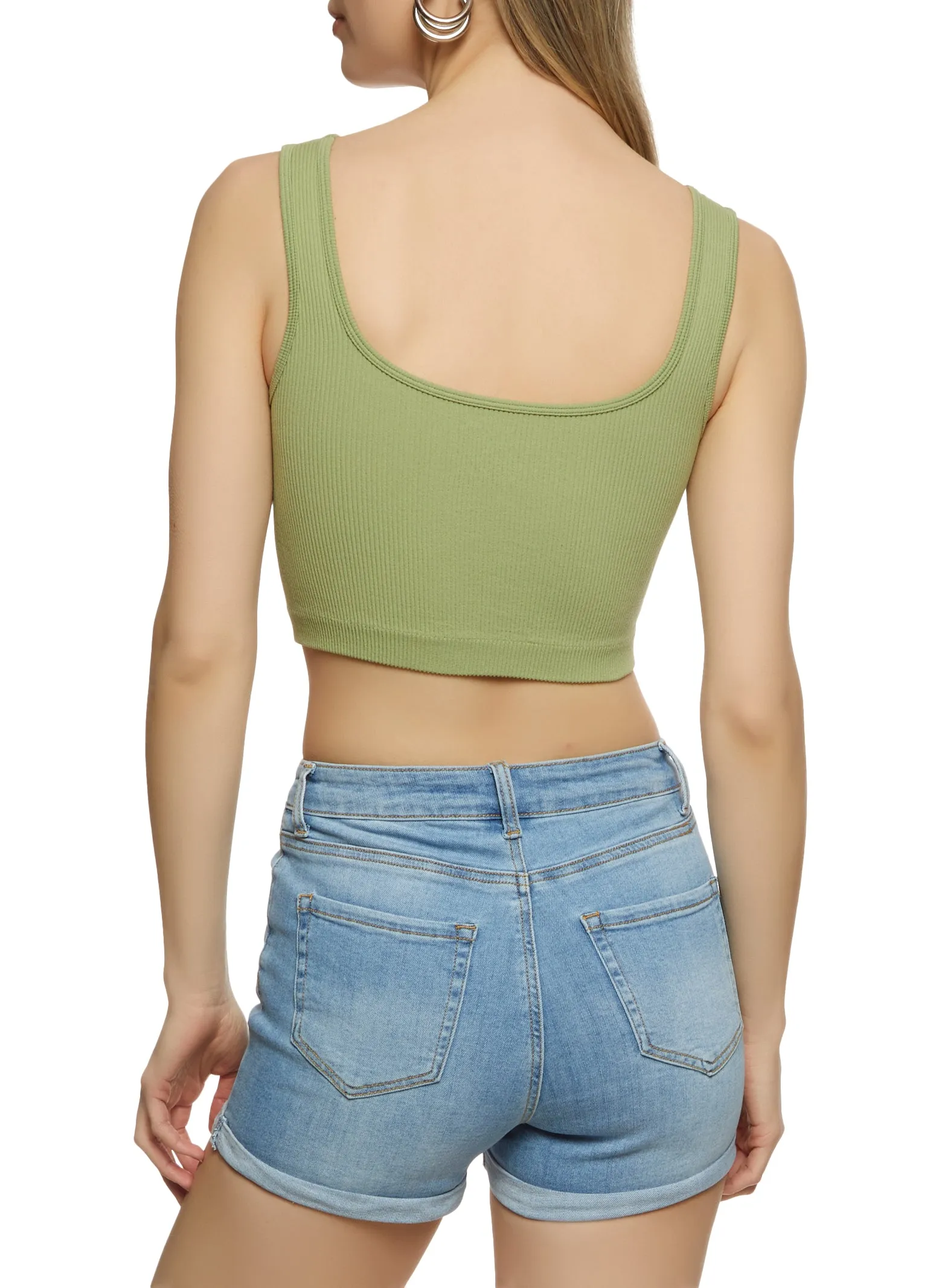Emergency response Quick Dry Fabric Seamless Rib Knit Crop Top
