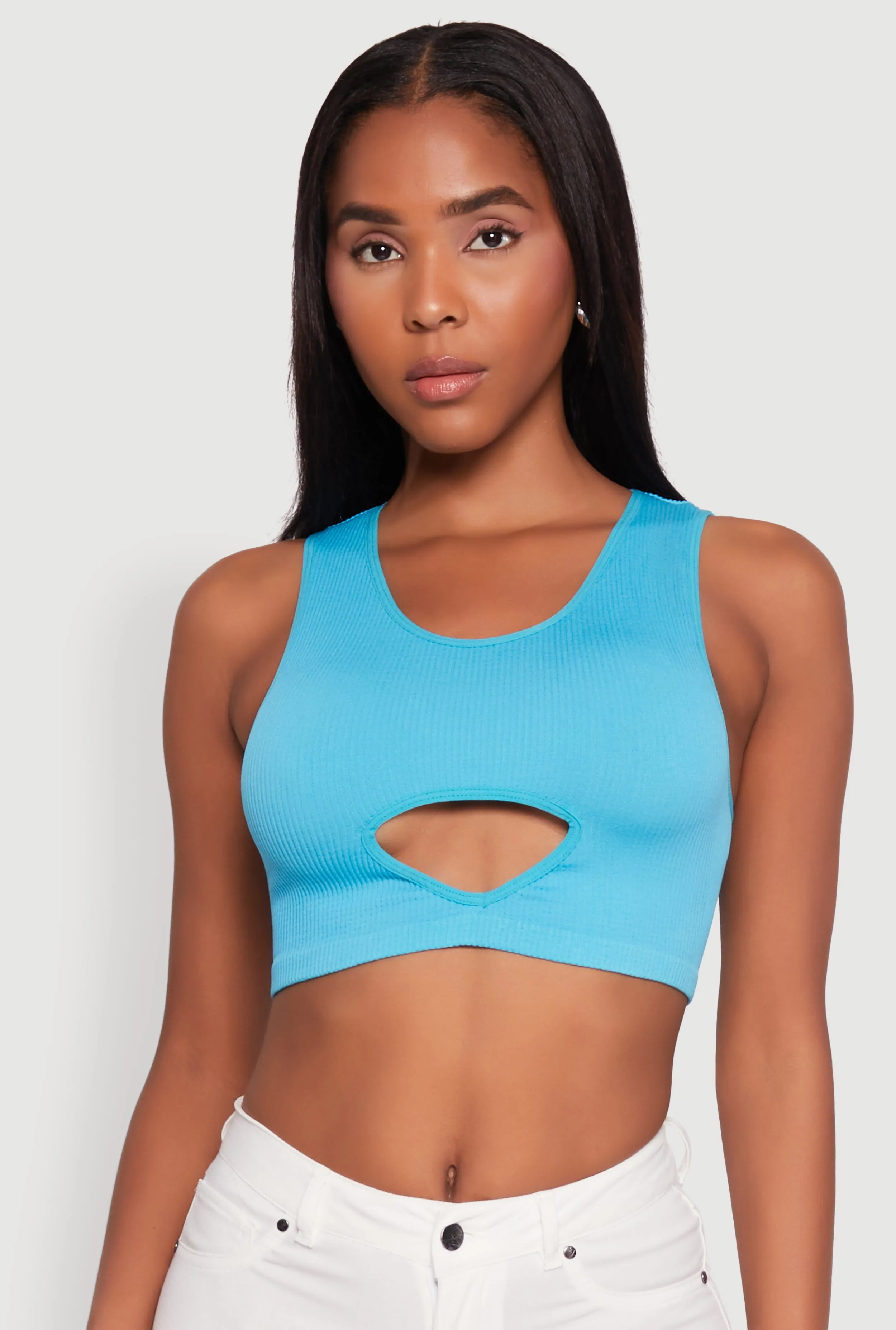 Enhanced Mobility Cut Cut Out Front Seamless Cropped Tank Top