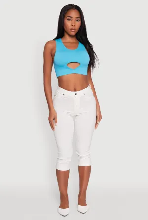 Multipurpose Athletic Top Cut Out Front Seamless Cropped Tank Top