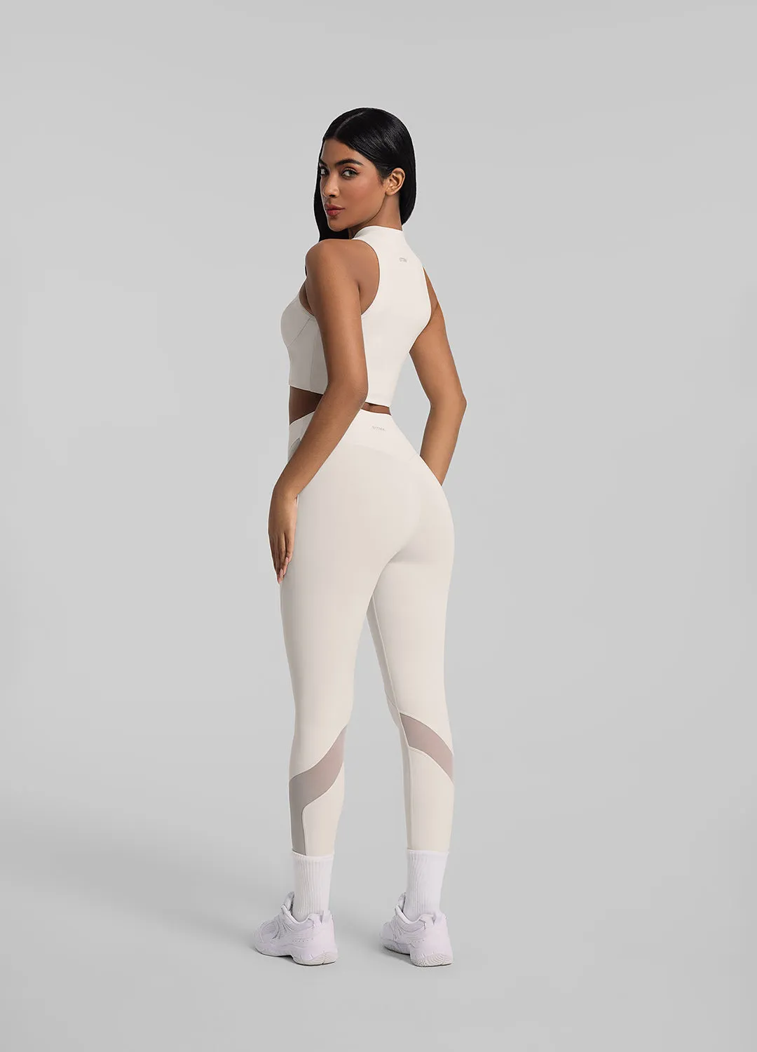 Temperature Regulating Fabric Zip Front Mesh Leggings