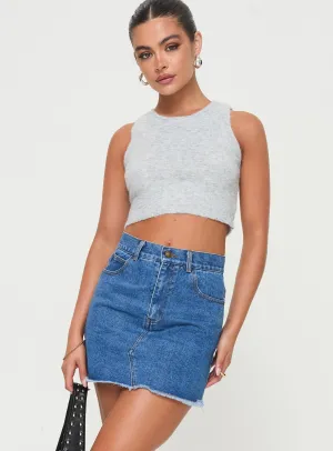 Cozy Tones Recycled Material Eren Denim Mini Skirt Mid Wash