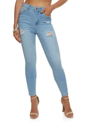 WAX Basic Distressed High Waist Skinny Jeans Base Look