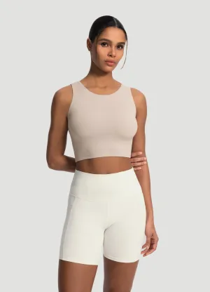 short service life low end market users High Neck Cropped Tank Top