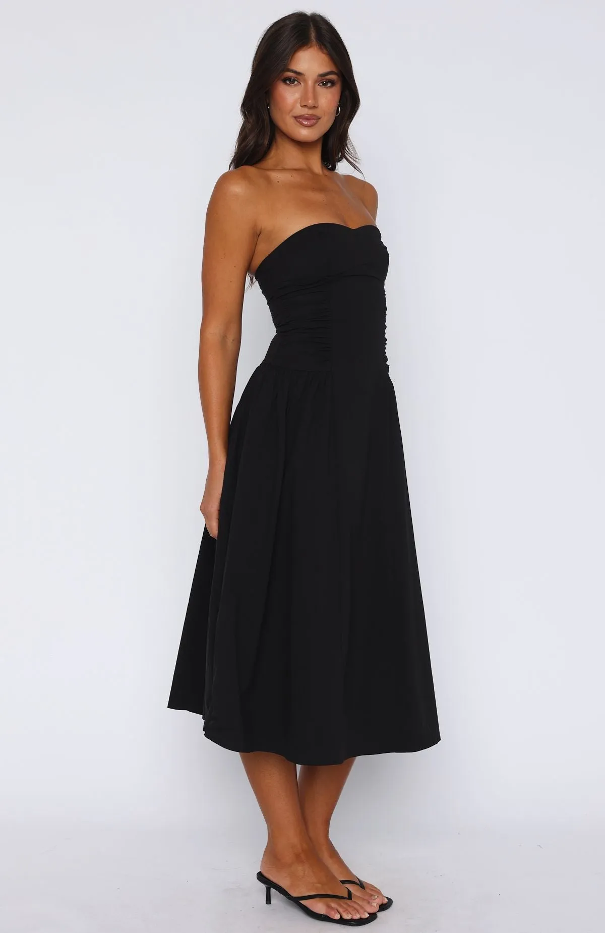 Rich In Love Strapless Midi Dress Black Peace Core