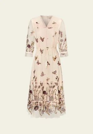 Lace-trim Embroidered Mesh Dress Design Edge Road Soul