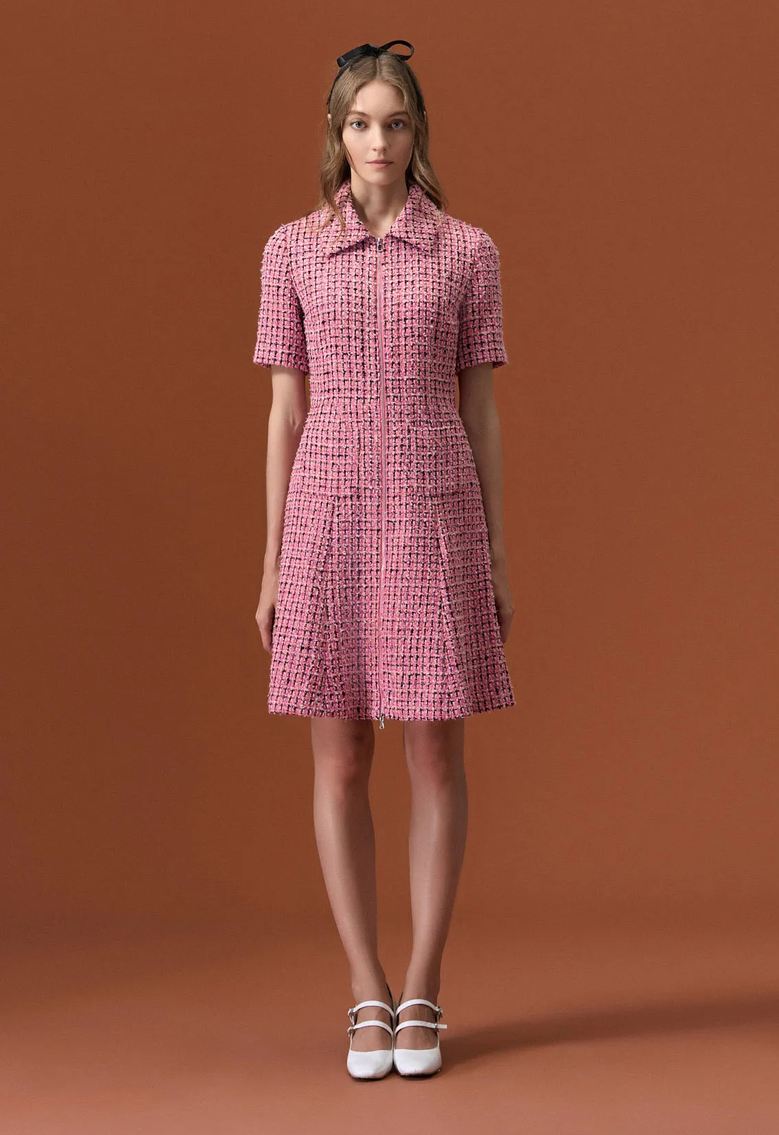 Pink Tweed Lapel Dress New Yorker