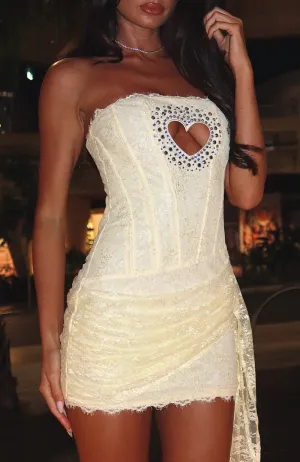 Forever Ever Strapless Lace Mini Dress Lemon Wind Ease Free Fit
