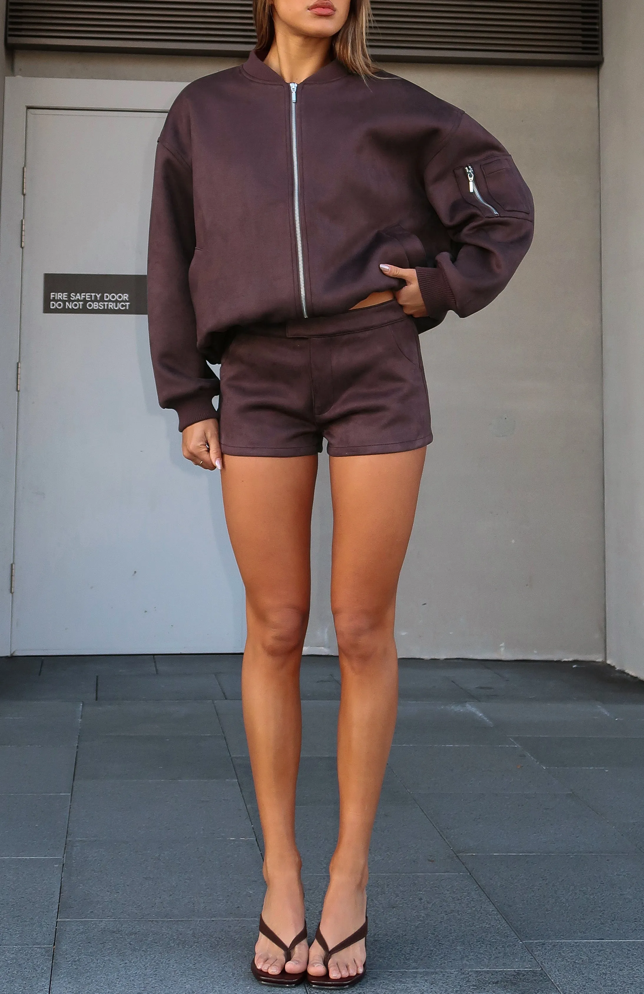 Between Us Faux Suede Shorts Chocolate Stay Fresh Outdoor Days