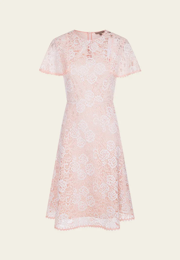 HighDensity Weave Energy Mood Cape-detail Embellished-trim Lace Dress