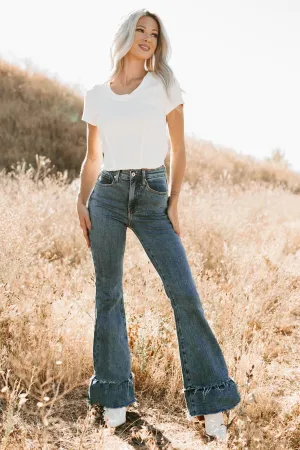 Hydrophobic Surface Treatment Deborah Tummy Control Ruffle Flare Special A Jeans (Dark)