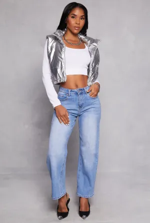 Fashion Lover Youth Style Smooth Light Outfit WAX Basic Straight Leg Jeans