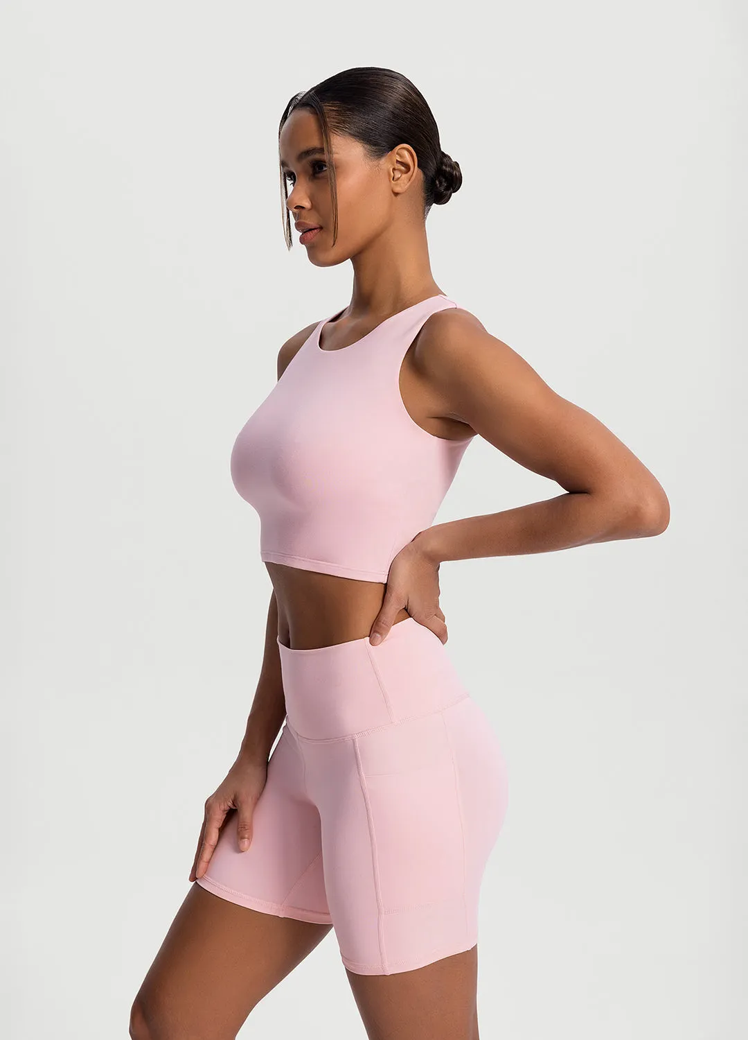 High Neck Cropped Tank Top Reflective Trims