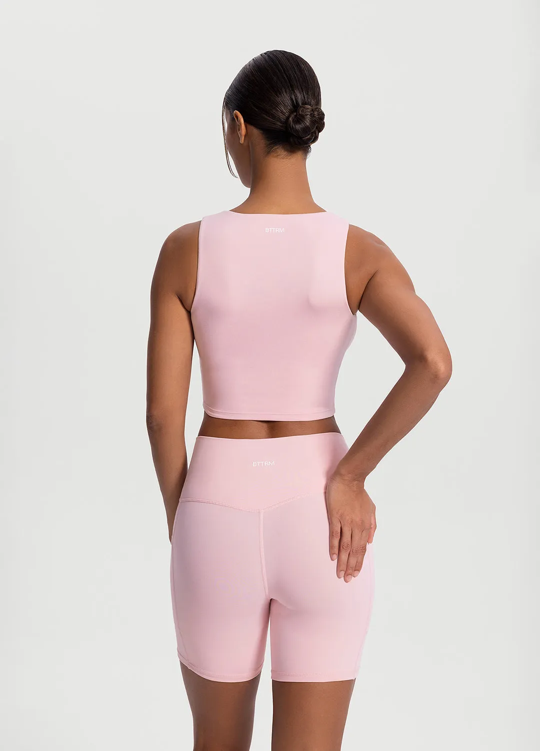 High Neck Cropped Tank Top Strategic Mesh Placement