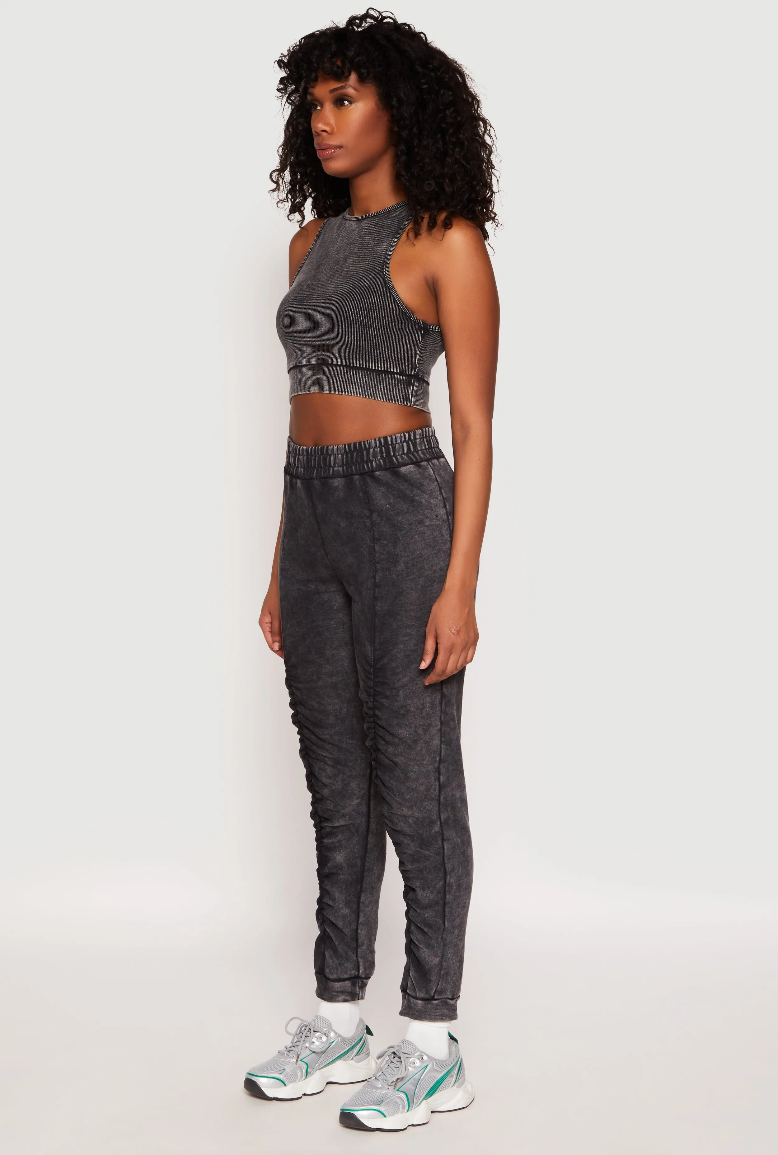 Ribbed Knit Acid Wash Racerback Crop Top beginners Thermoregulating Material