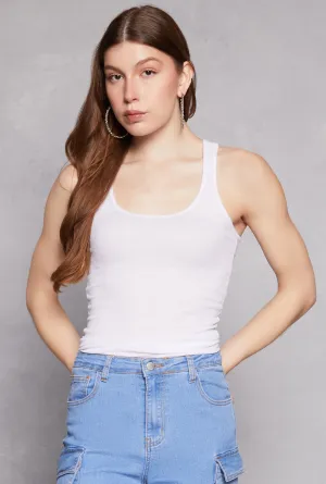 Double Layer Ribbed Knit Racerback Tank Top