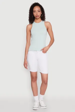 Seamless Rib Knit Crew Neck Tank Top medium performance Light Soft