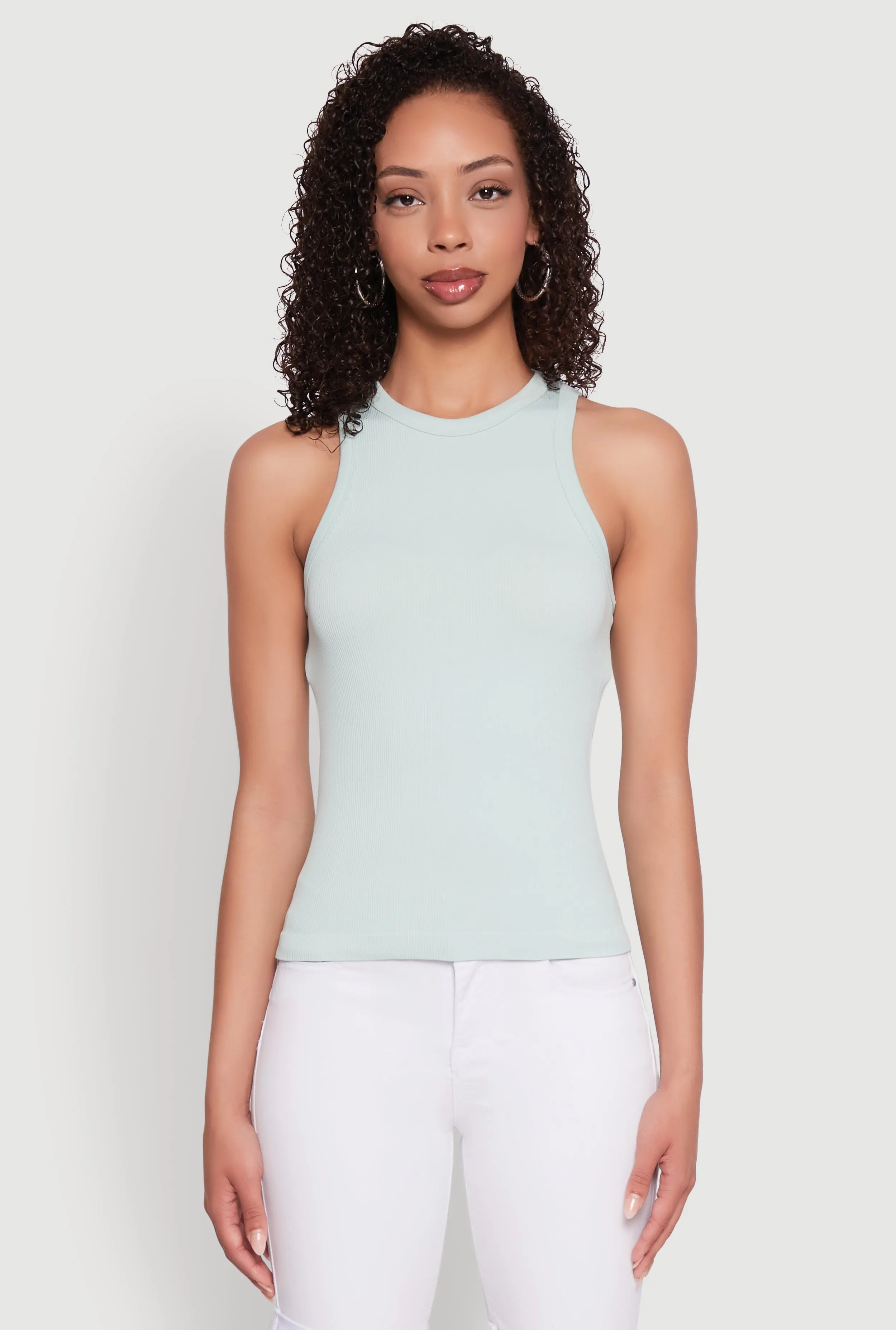 Lockdown Grip Seamless Rib Knit Crew Neck Tank Top