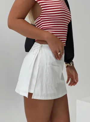 Slip Resistant Waistband Organic Cotton Gigi Wrap Skort White