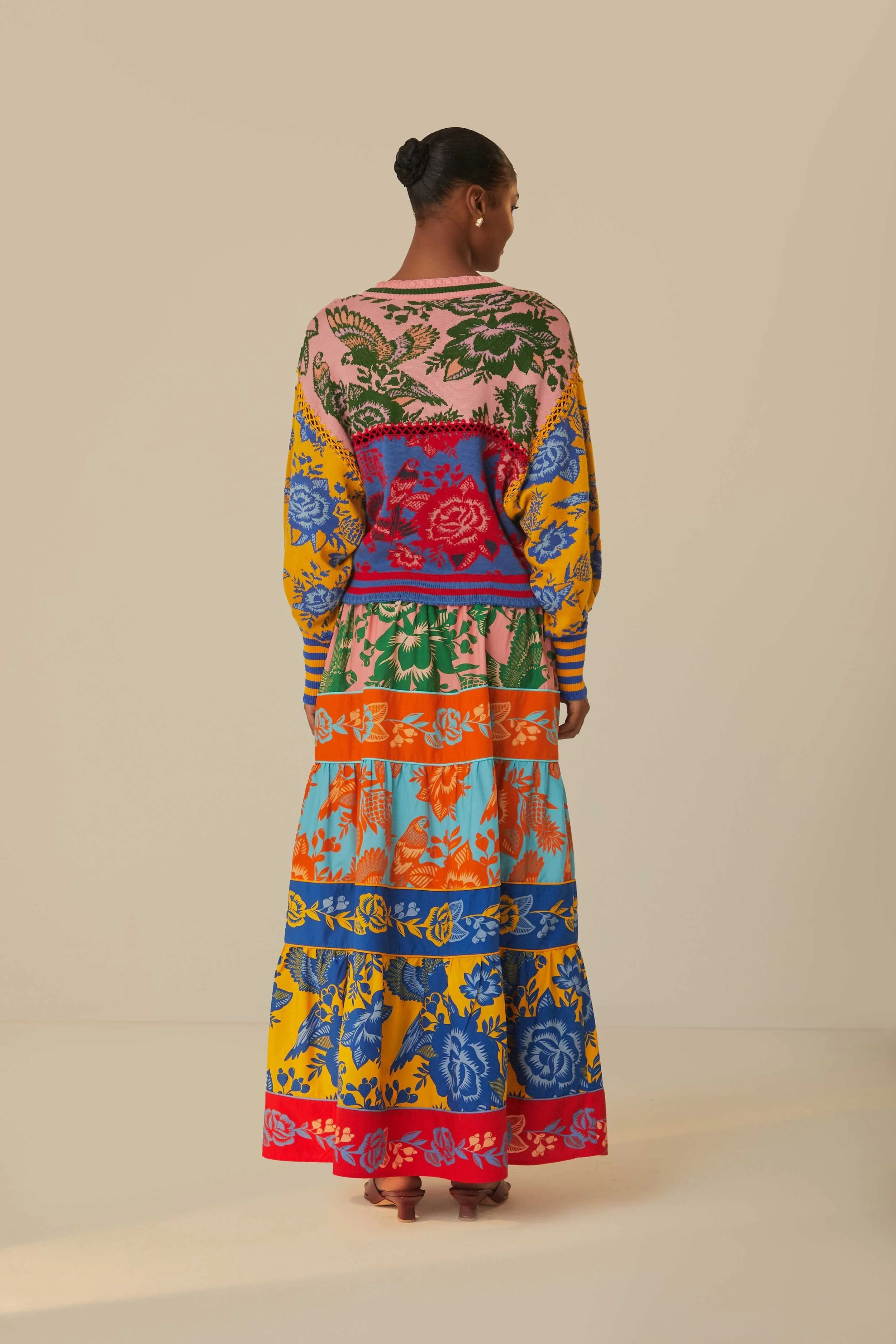 Lace Garden Tiered Maxi Skirt Laid Back Look