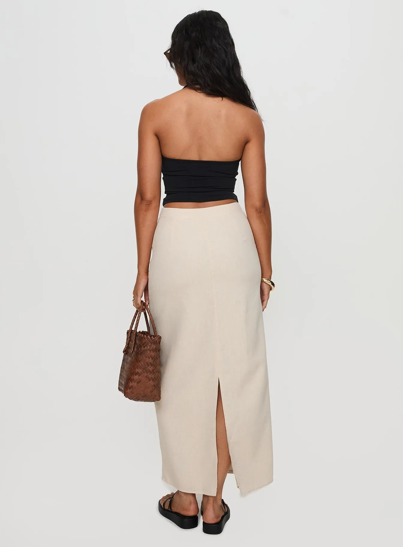 color block Reinforced Hems Kairyn Maxi Skirt Beige