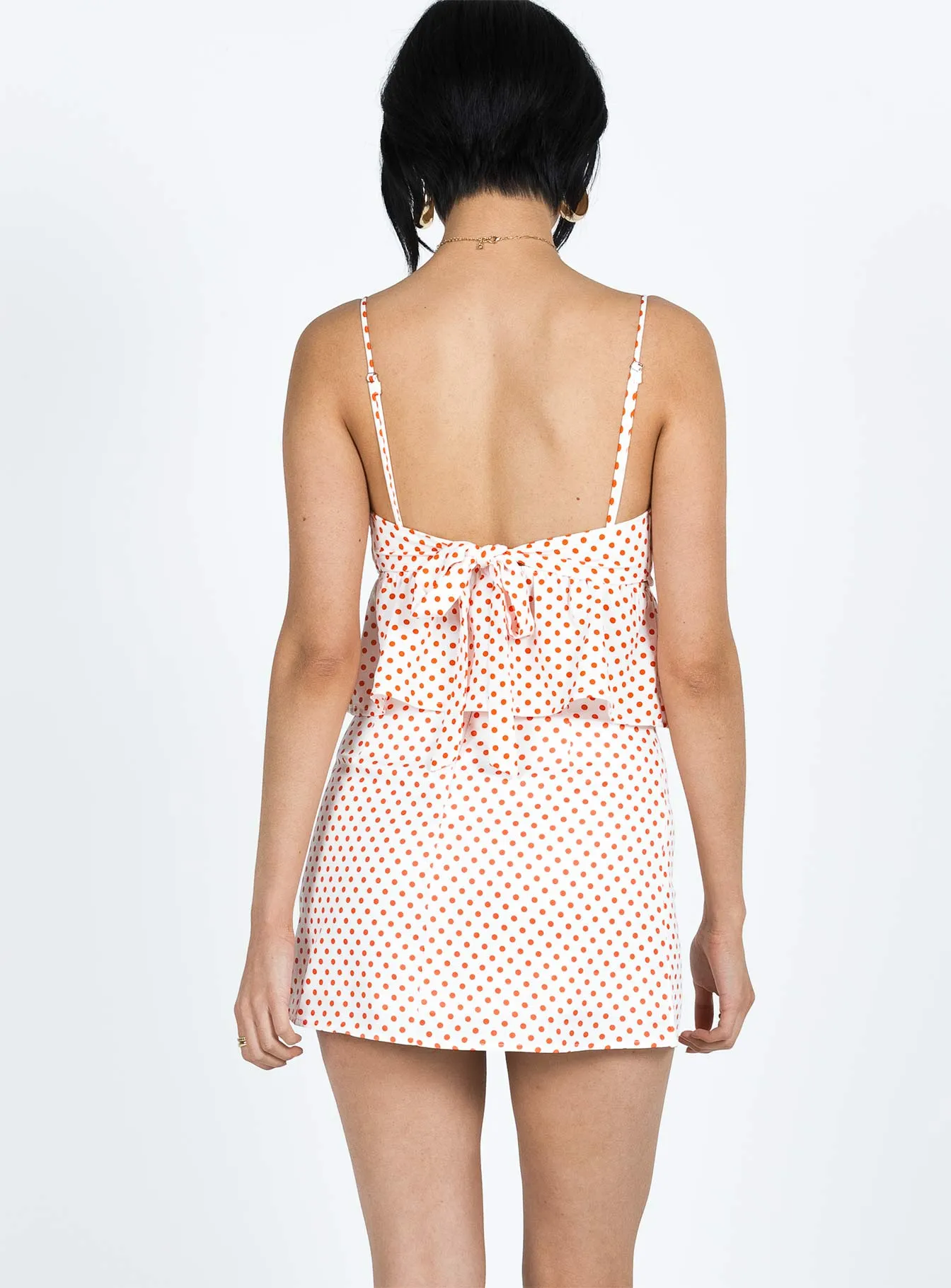 Selby Mini Skirt White / Red Polka Dot Street Ready Maxi length