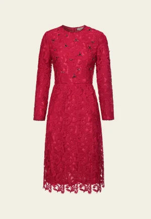 Bead-detail Hollow-carved Lace Dress NonRestrictive Movement Easy Cool