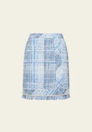 Zoom Proper LightweightInsulation Embellished Frayed-hem Stripped Tweed Skirt