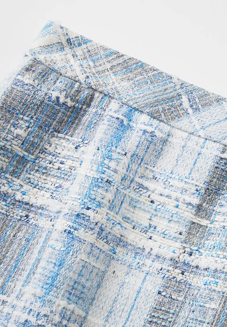 Embellished Frayed-hem Stripped Tweed Skirt Boss Vibe Energy Flow