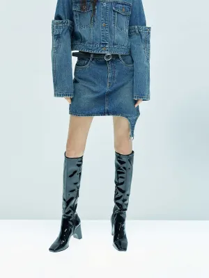 Asymmetric Cotton Mini Skirt Functional Fashion