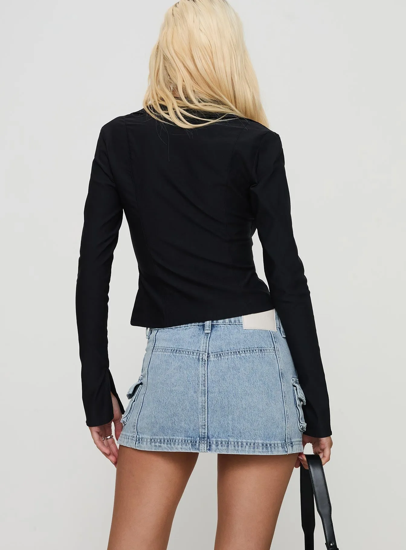 Pacific Coast Denim Cargo Skirt Light Wash Flexible Knit Exclusive Drop