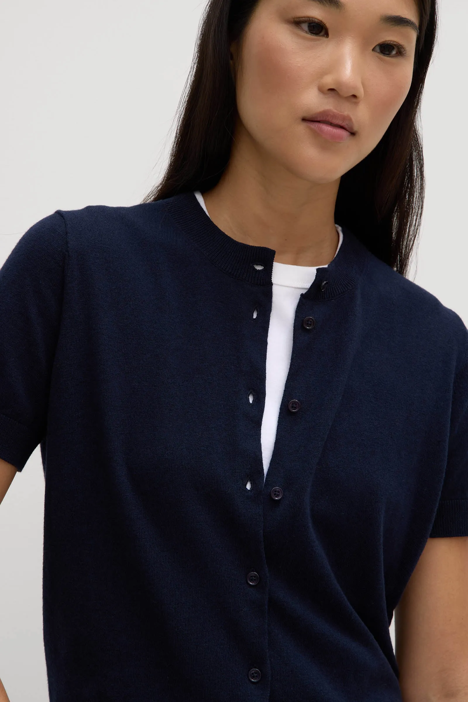ChafeFree Design Semra Cotton Cashmere Short Sleeve Cardigan