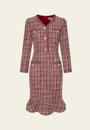 Lurex Frayed-detail Checked Fishtail Tweed Dress Repair Fit