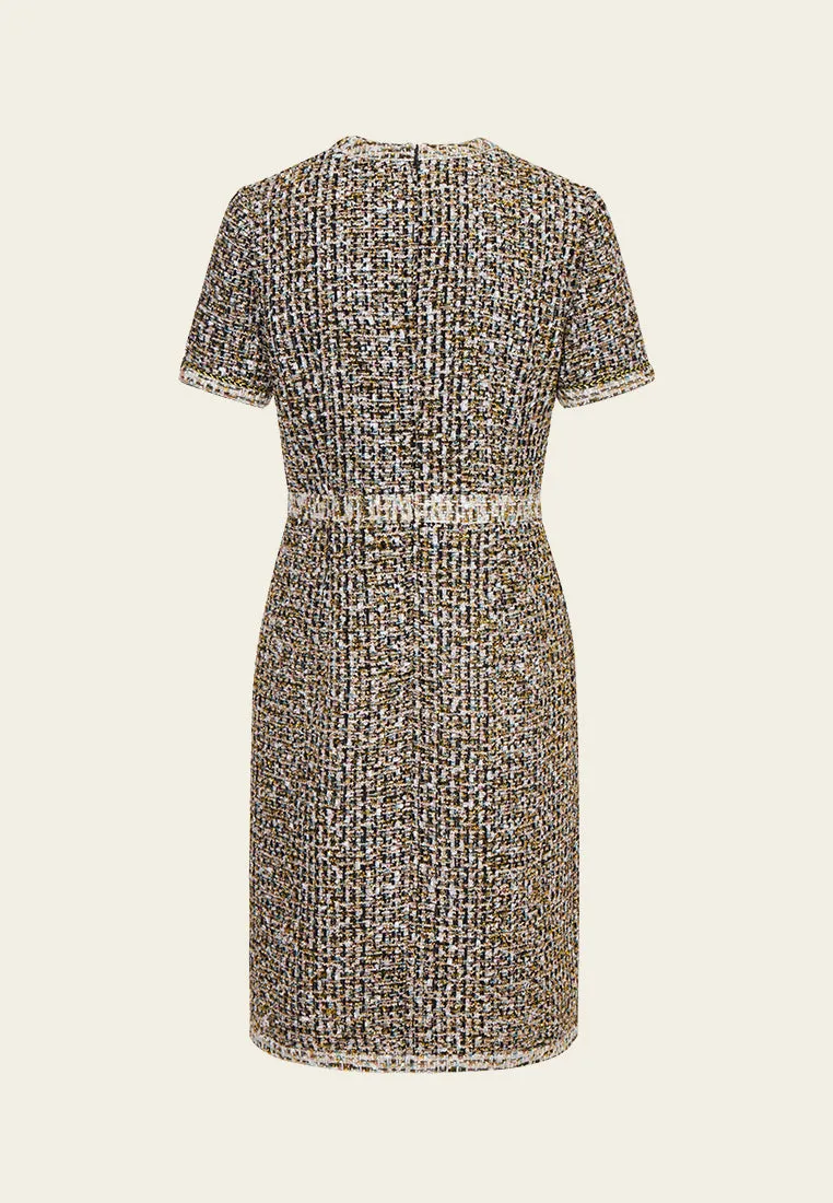 Contrasting-trim Mixed Tweed Dress HighDurabilityClothing