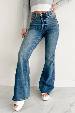 Soft Blended Fabric Mandisa Vintage Mid Rise Flare Judy Blue Jeans (Medium)