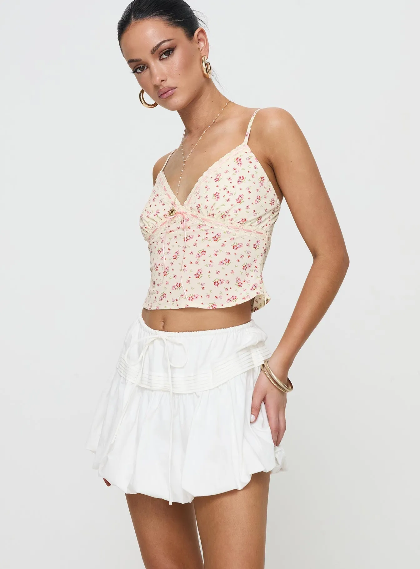 Office Appropriate Dear London Bubble Hem Mini Skirt White